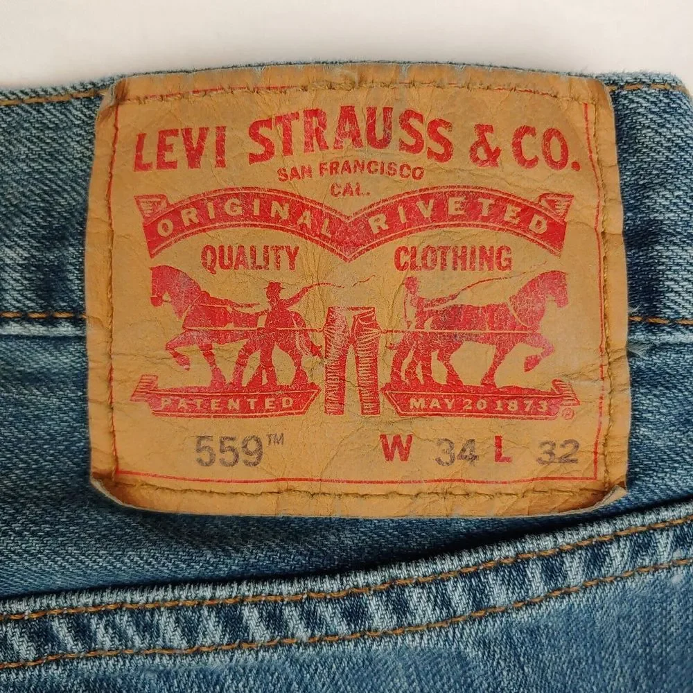 Levis 559‎ Jeans Mens 34x32 (Actual 36x30) Blue Relaxed Straight Mid Rise Denim